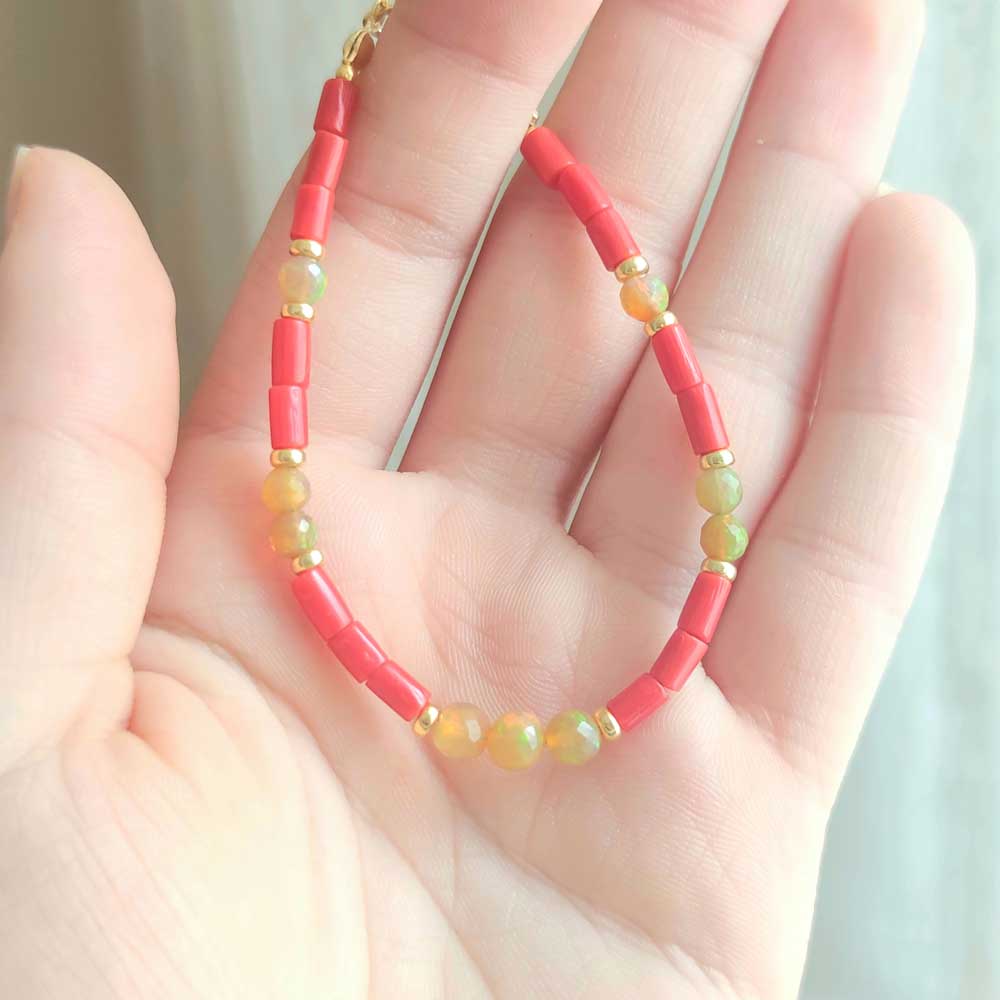 Sterling Silver Bracelet With Coral -