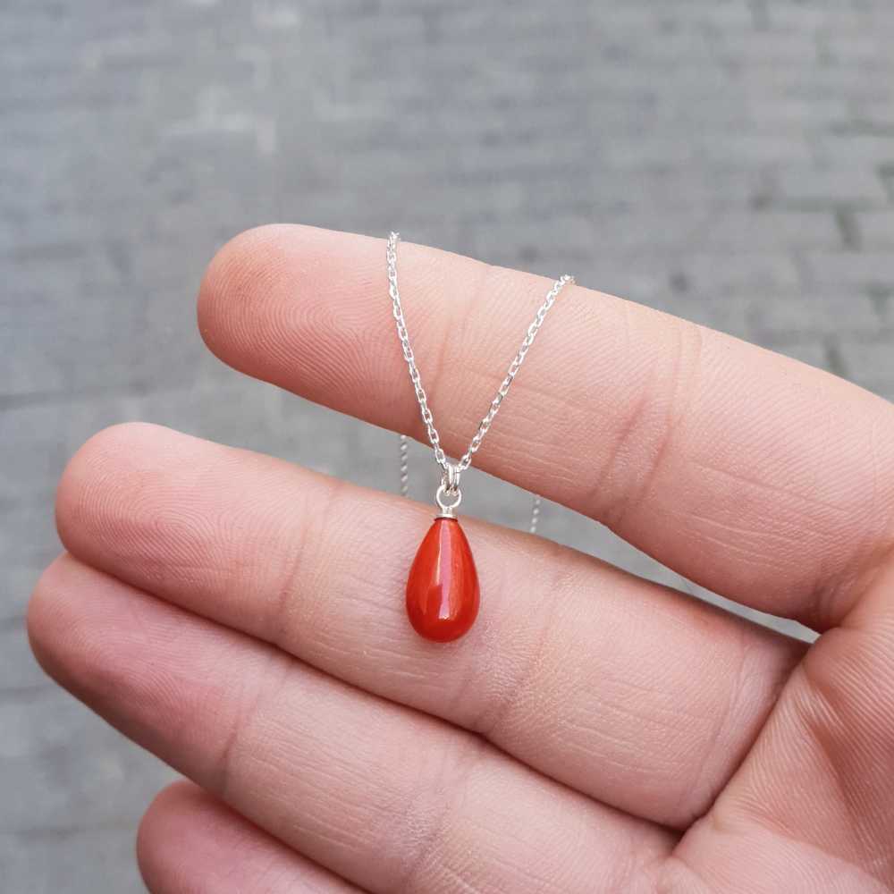 925 Silver Natural Red Coral Pendant