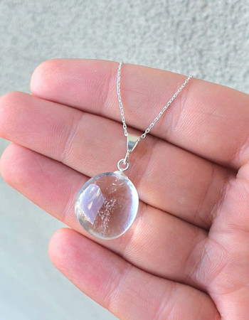 925 Ayar Gümüs Kristal Kuvars Taşi Kolye