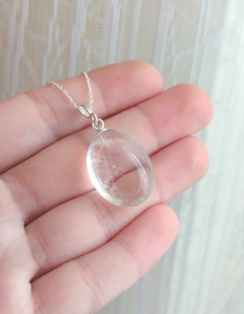 925 Ayar Gümüs Kristal Kuvars Taşi Kolye