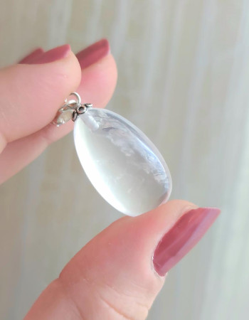 925 Ayar Gümüs Kristal Kuvars Taşi Kolye