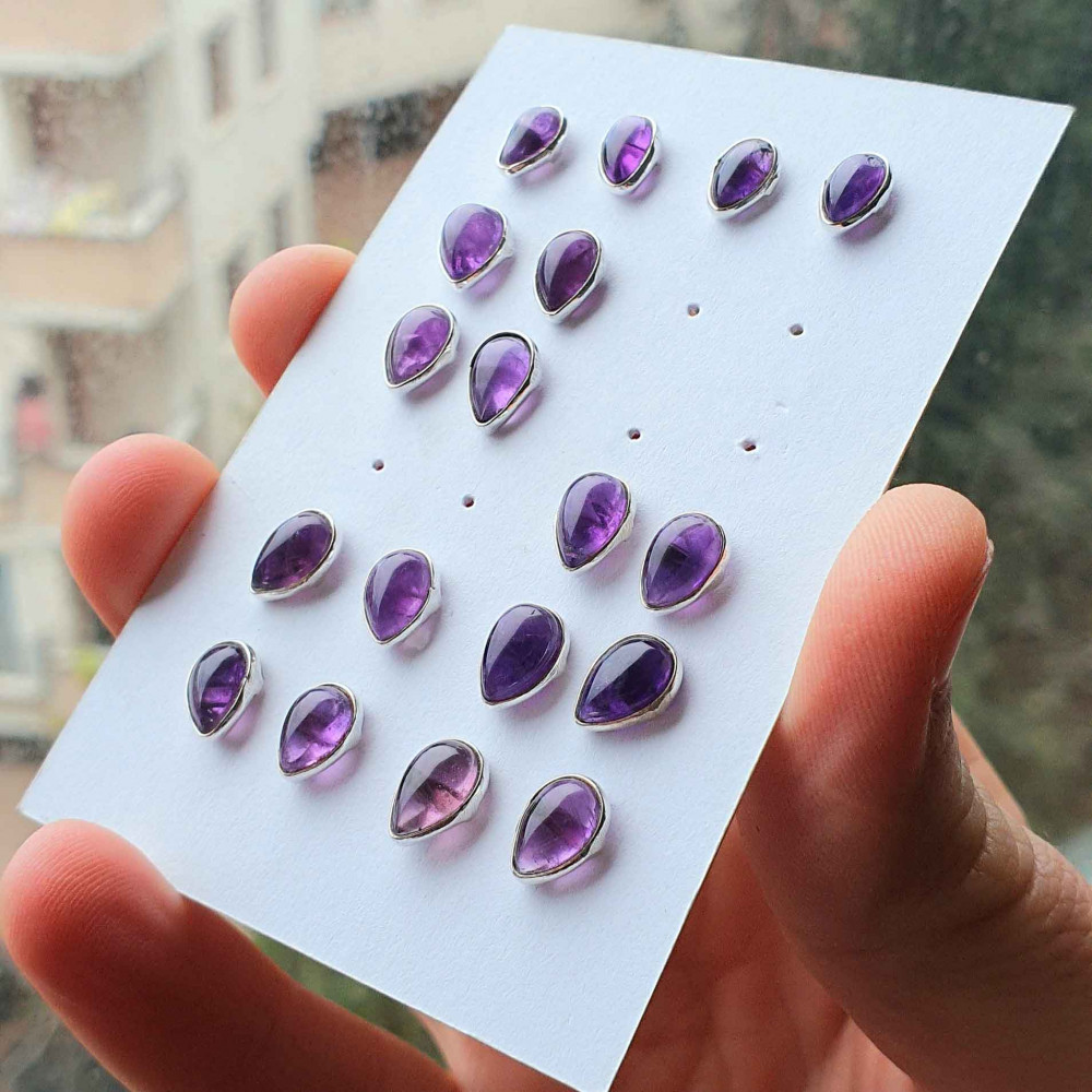 925 Silver Natural Amethyst Earring