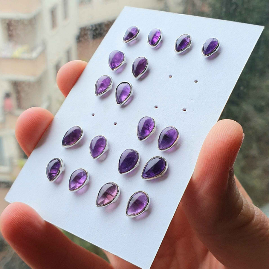 925 Silver Natural Amethyst Earring