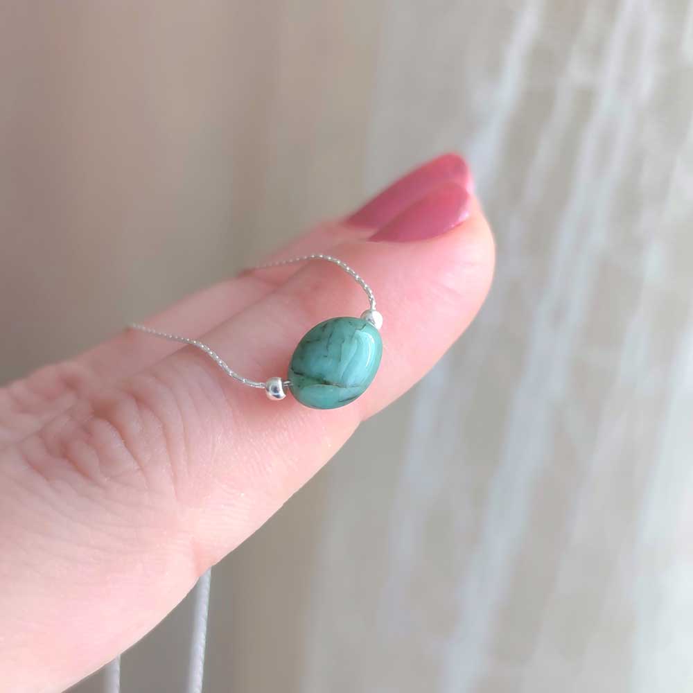 925 Sterling Silver Tiny Emerald Stone Pendant