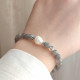 Natural Gemstone + Pearl Bracelet , 6 mm  Labradorite Stone Bracelet With Pearl - No : BR0100