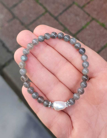 8mm Labradorit & inci Taşi Bileklik