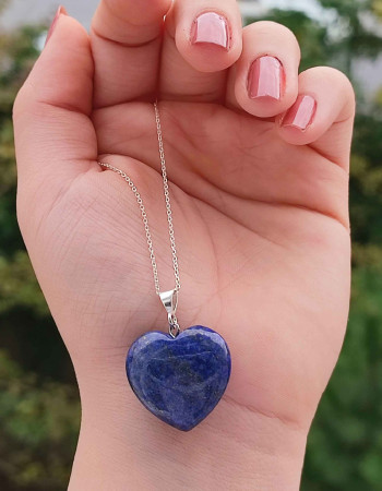 925 Silver Natural Lapis Lazuli Pendant -  Heart of Love Size 2