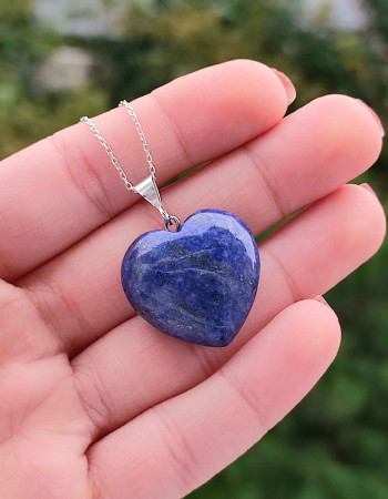 925 Silver Natural Lapis Lazuli Pendant -  Heart of Love Size 2