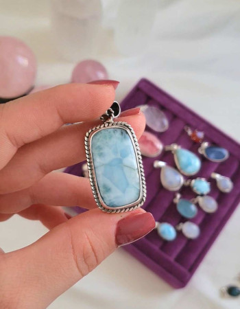 925 Ayar Gümüş Larimar Kolye