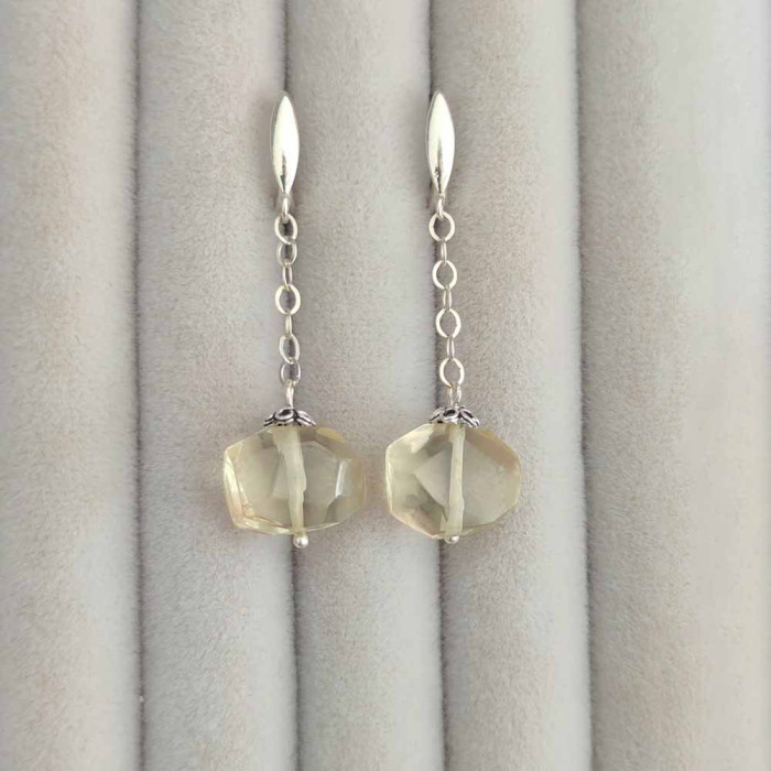 925 Silver Natural Lemon Quartz Earring