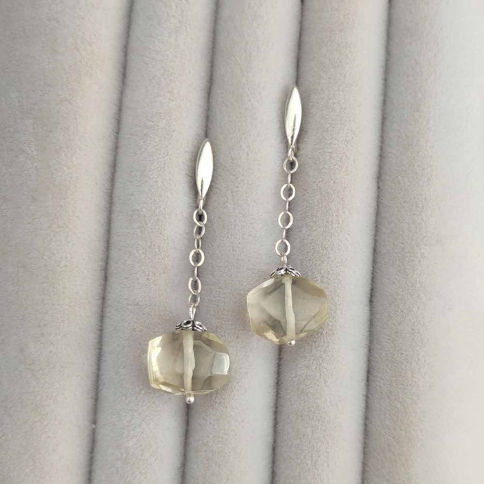 925 Silver Natural Lemon Quartz Earring