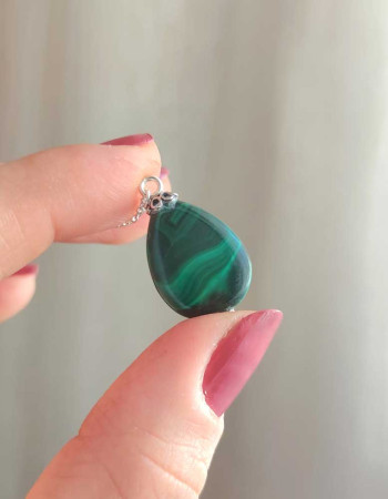 925 Silver Malachite Stone Pendant