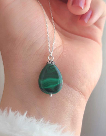 925 Silver Malachite Stone Pendant