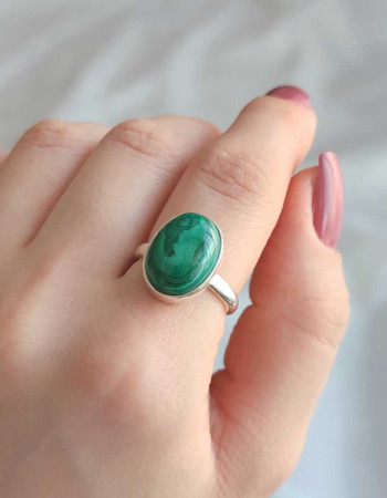 925 Silver Natural Malachite Stone Ring
