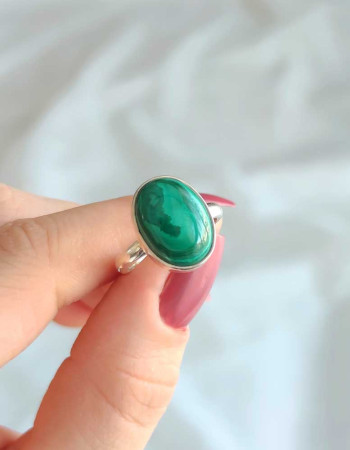925 Silver Natural Malachite Stone Ring
