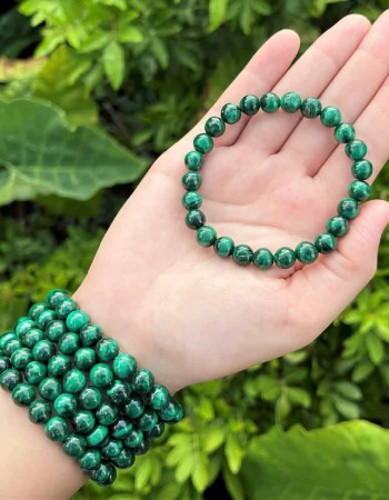 8mm Natural Malachite Stone Bracelet - No : BR0900