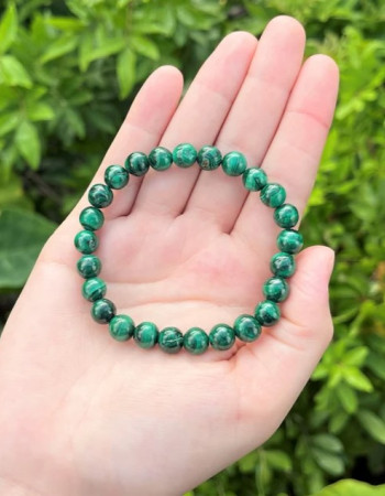 8mm Natural Malachite Stone Bracelet - No : BR0900