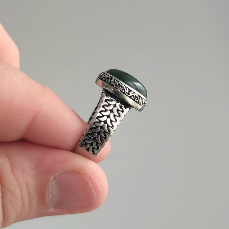 925 Sterling Silver Canadian Jade Ring - Men Ring