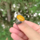 925 Silver Natural Baltic Amber Ring - Men Ring