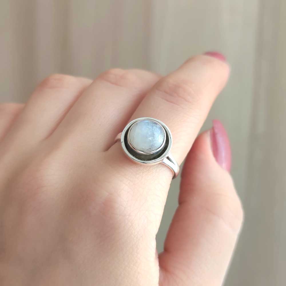 925 Silver Natural Moonstone Ring