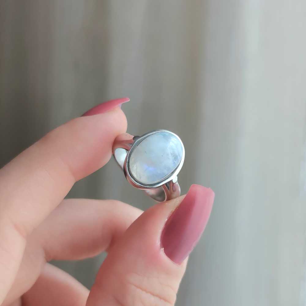 925 Silver Natural Moonstone Ring - No : 1200