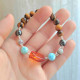 Multi Stone Bracelet , 8mm Natural Tiger Eye , Hematite , Botswana Agate , Larimar & Amber Bracelet