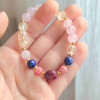Multi Stone Bracelet , 8mm Citrine , Rose Quartz , Lapis Lazuli , Rhodochrosite & Ruby Bracelet