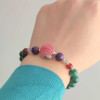 Multi Stone Bracelet , 8mm Malachite , Red Agate , Labradorite , Charoite & Rhodochrosite Stones Bracelet