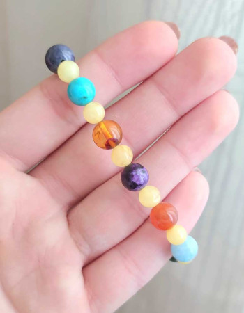 Multi Stone Bracelet, Amber & More Than 10 Kind Of Rare Gemstone in One Bracelet