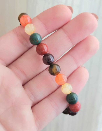 8mm Kırmızı Jasper , Kantaşı , Kaplan gözü , Sitrin , Turuncu Aventurin ve Garnet Taşlı Bileklik
