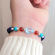 Multi Stone Bracelet , 8mm Lapis Lazuli , Turquoise , Amber & Blue Topaz Bracelet