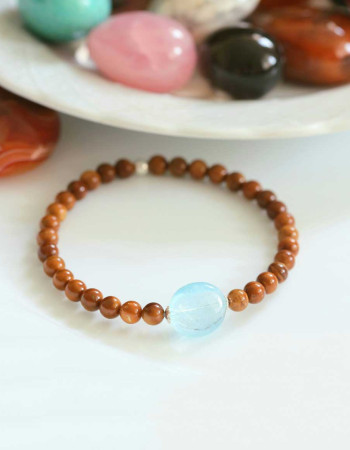 Natural Topaz Stone & Coke Wood Bracelet