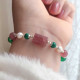Multi Stone Bracelet , 8mm Green Agate , Malachite , Pearl  & Strawberry Quartz Bracelet