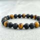 Multi Stone Bracelet , 8mm Natural Tiger Eye , Lava & Onyx Stone Bracelet