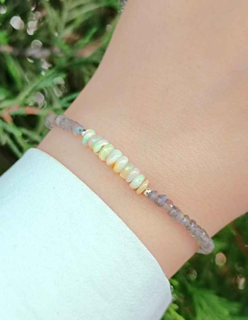 4 mm Labradorite + Opal  Stone Bracelet