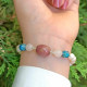 Multi Stone Bracelet , White Pearl , Blue Apatite , Moonstone & Strawberry Quartz Stones Bracelet   