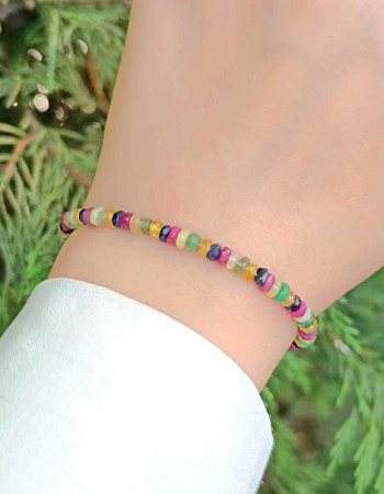925 Ayar Gümüş Doğal Yakut , Safir , Zümrüt , Opal Taşı Bileklik