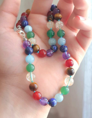 Seven Chakras Necklace , 7 Kind Of Gemstone in One Necklace