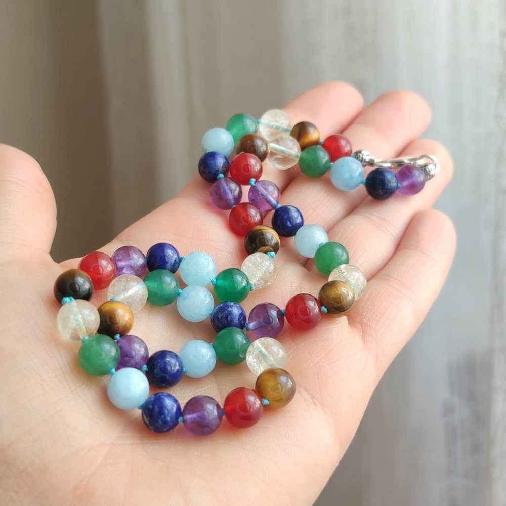 Seven Chakras Necklace , 7 Kind Of Gemstone in One Necklace