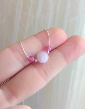Multi Stone Pendant , 925 Silver Natural Kunzite & Red Ruby Stones Pendant