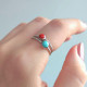 Multi Stone Ring , 925 Silver Natural Turquoise Stone & Coral Stone Ring