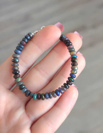 925 Silver Rare Blue Fire Opal Bracelet