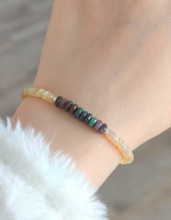925 Silver Rare Blue & white Fire Opal Bracelet