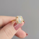 925 Silver Rare Fire Opal Stone Ring - Zircon Around