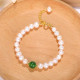 925 Sterling Silver Bracelet , White Pearl & Canadian Jade Bracelet