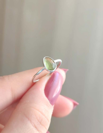 925 Ayar Gümüş Doğal Peridot Taşı Yüzük