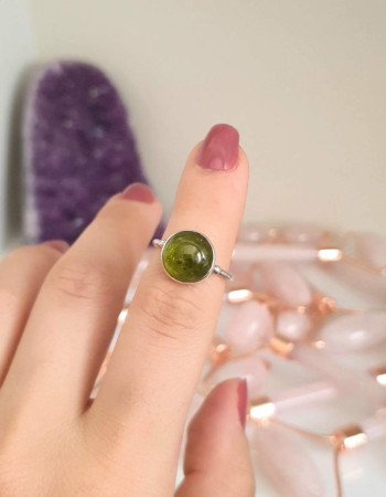 925 Ayar Gümüş Doğal Peridot Taşı Yüzük