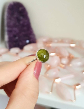 925 Ayar Gümüş Doğal Peridot Taşı Yüzük