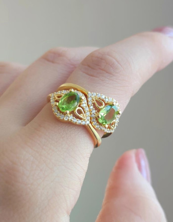 925 Ayar Gümüş Doğal Peridot Taşı Yüzük