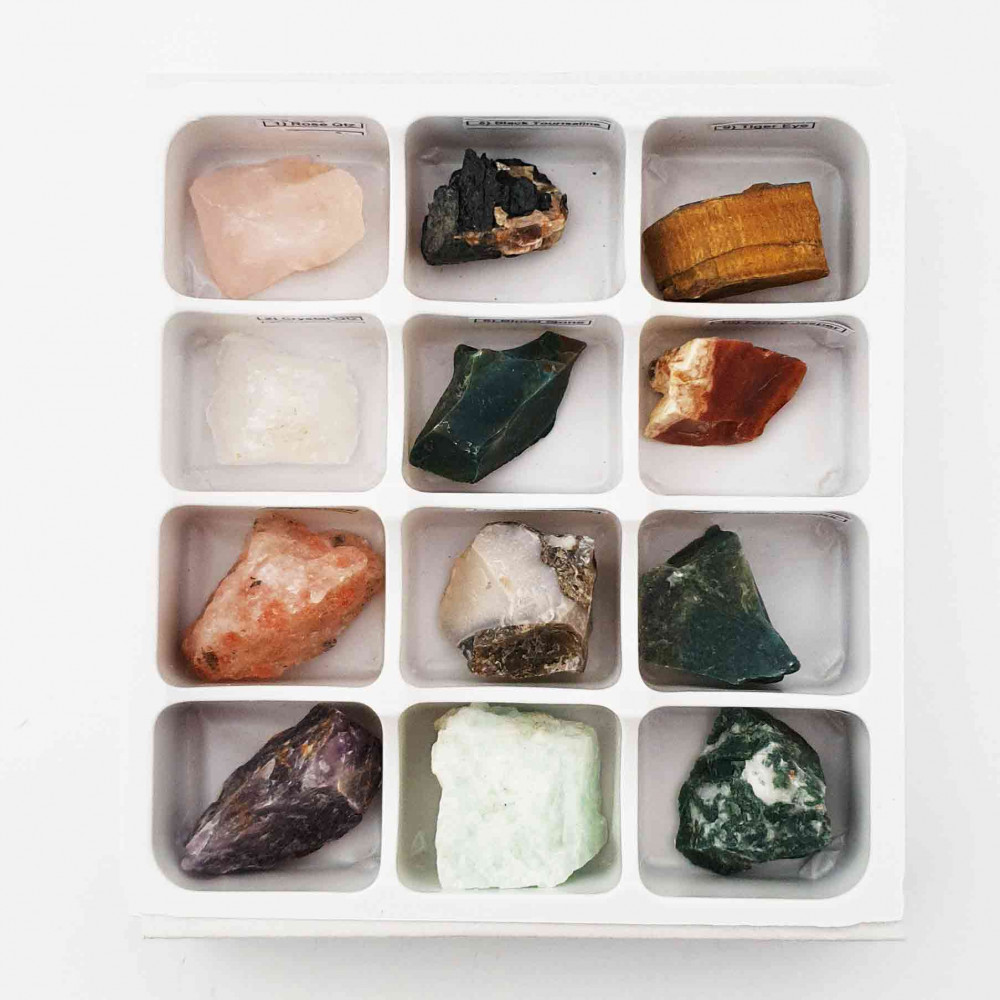 Small Rough Stones Box - Contains 12 Different Natural Stones